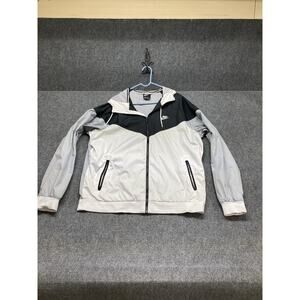 VTG Y2K Nike Track Jacket Men’s Size XL White Full Zip Hooded Distressed